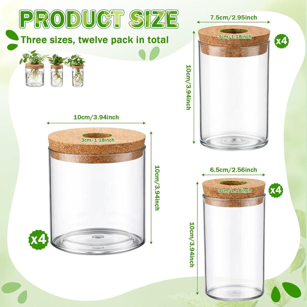 12 Pack Plant Propagation Station with Hole Lid Plant Propagation Jars Plants Plastic Propagations Stations Planter