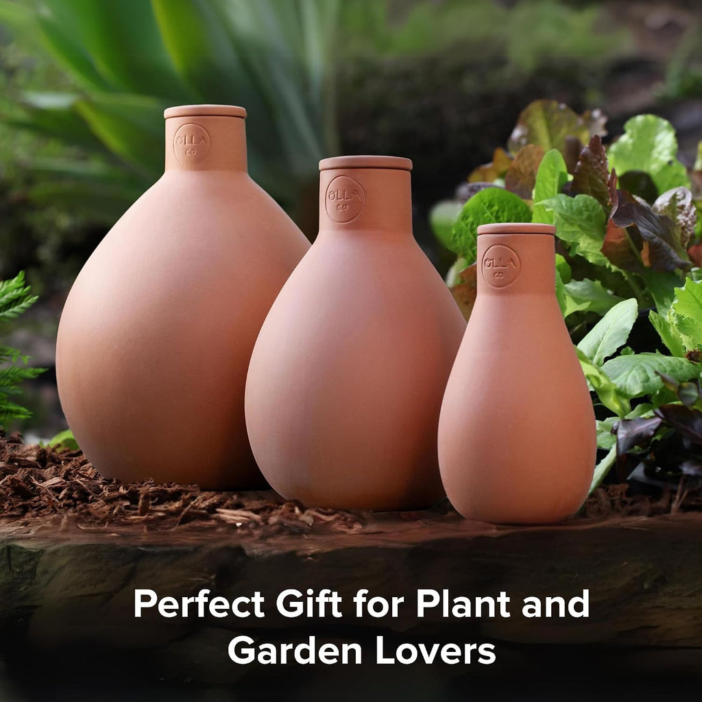 Olla Watering Pot with Lid, Terracotta Self Watering Large | Waters plants up to 3 ft in diameter; for gardens, raised
