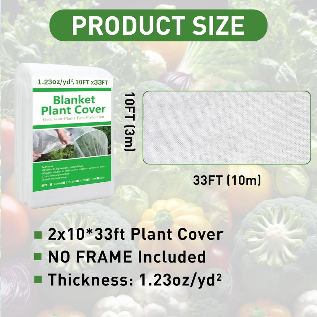 2 Pack Plant Covers Freeze Protection 10ft x 33ft Frost Cloth Plant Cover | Blanket for Outdoor Plants Winter or