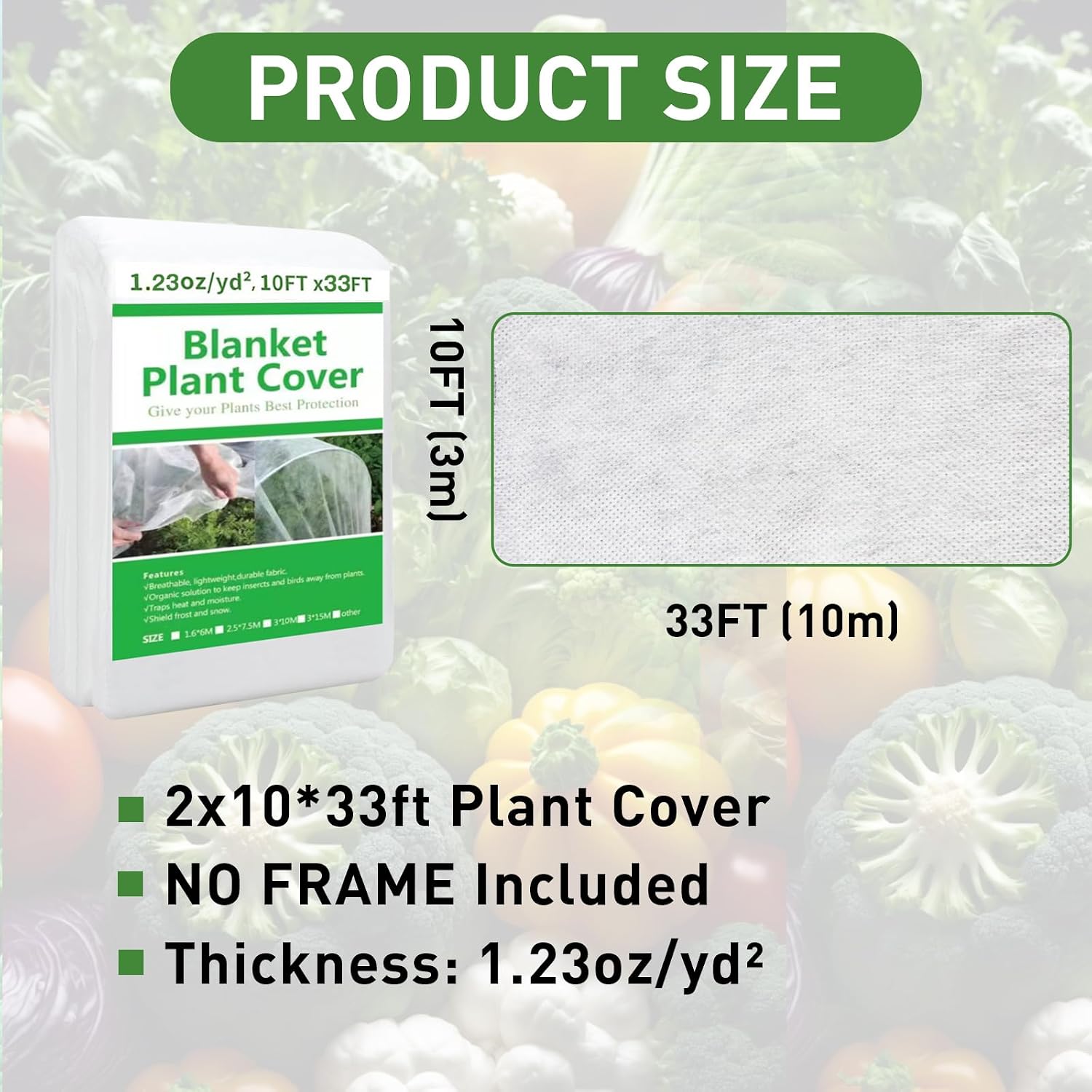 2 Pack Plant Covers Freeze Protection 10ft x 33ft Frost Cloth Plant Cover | Blanket for Outdoor Plants Winter or