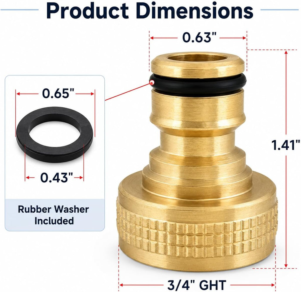 Male Garden Hose Quick Connect Solid Brass Quick Connector Garden Hose Fitting Water Hose Connectors 3/4 inch GHT (4