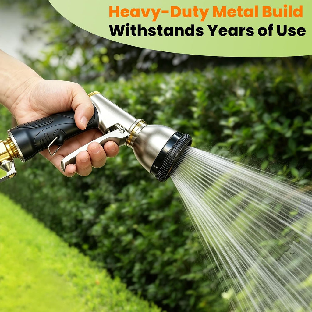 ARXIVE 9-Pattern Brass Hose Nozzle, High Pressure Leakproof Water Sprayer | Versatile sprayer with non-slip grip,Ideal