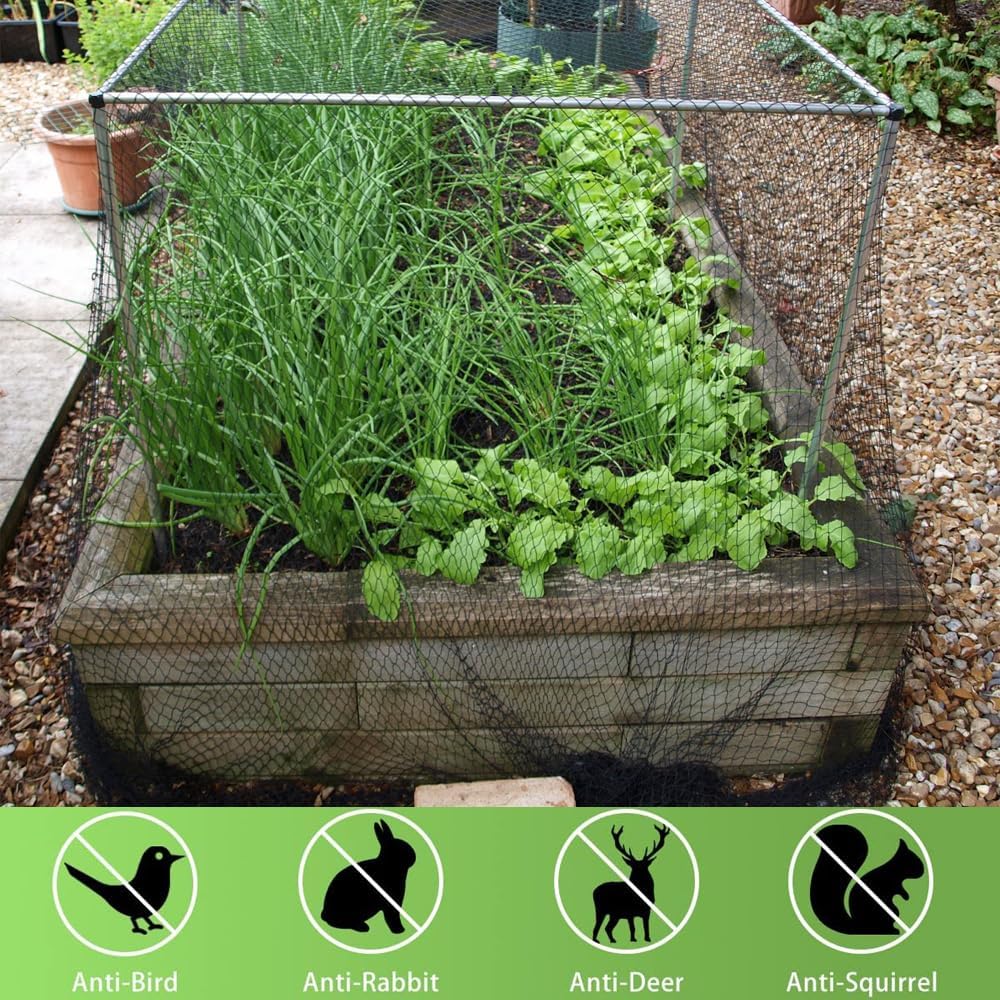 Bird Netting 25x50 Ft, 1 in Mesh Heavy Duty Garden Netting | Extra Strong Woven Mesh Netting Pest Barrier for Plants