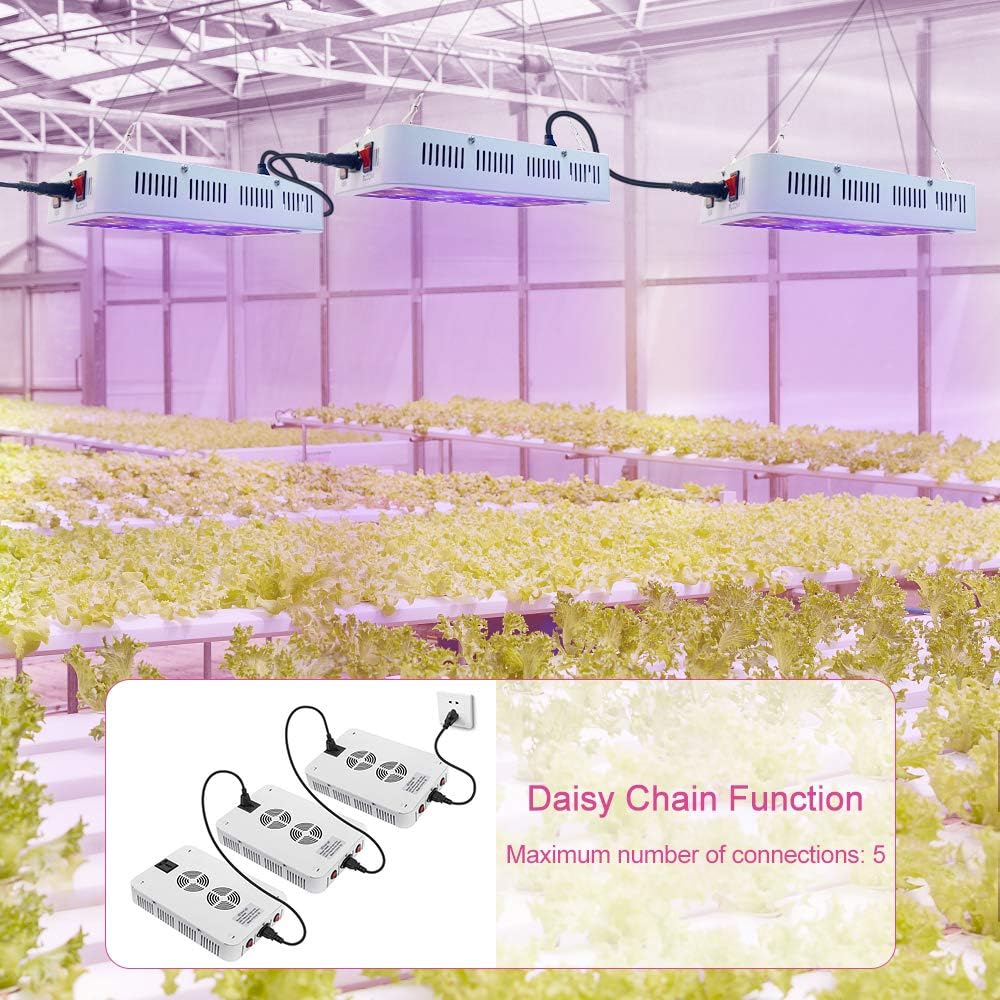 NAILGIRLS LED Grow Light, 600W Grow Lamp for Indoor Plants Full Spectrum Plant Growing Light Fixtures with Daisy Chain
