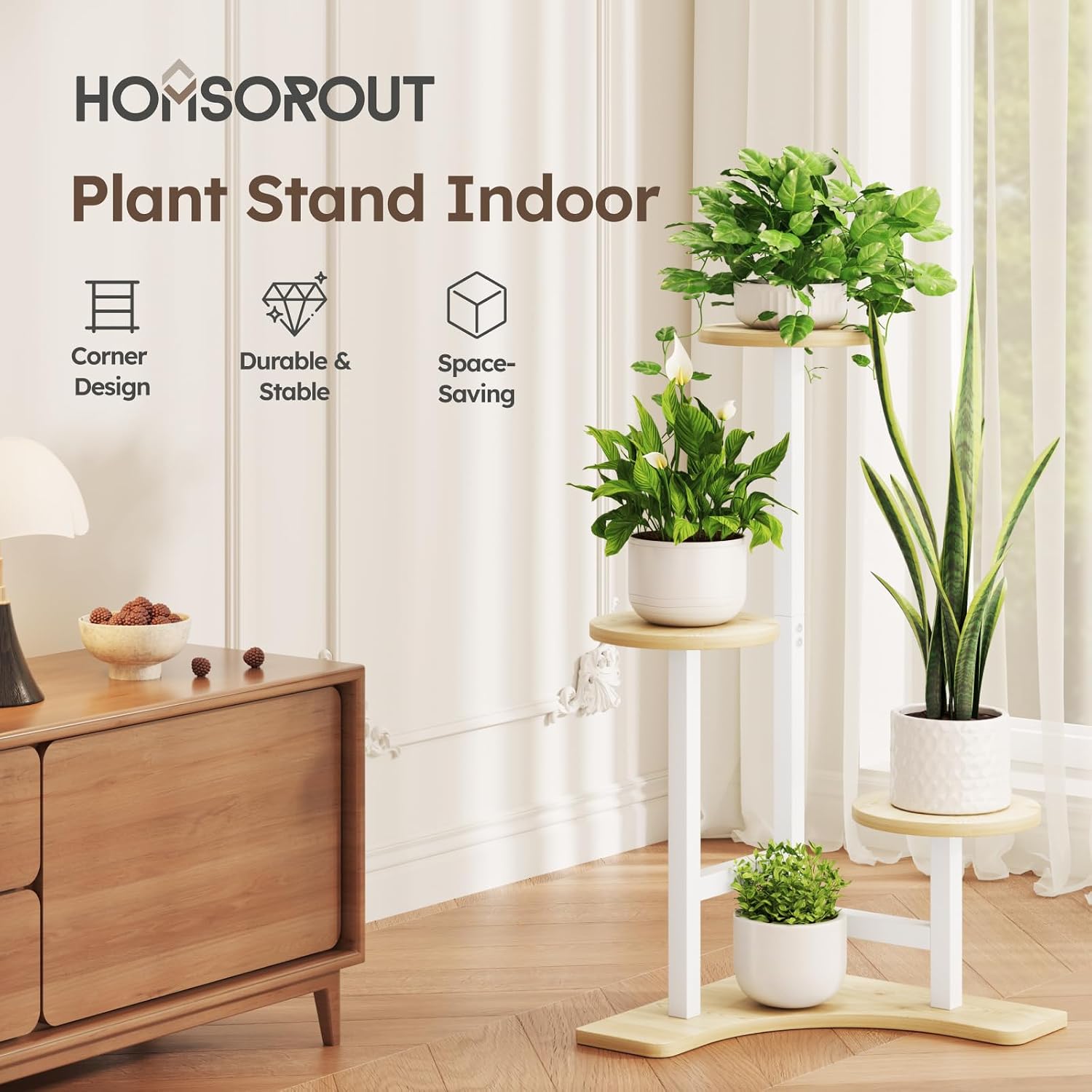 Plant Stand Indoor, 3 Tier Corner Plant Stand for Multiple Plants, Metal Corner Shelf Flower Rack Organizer for Living