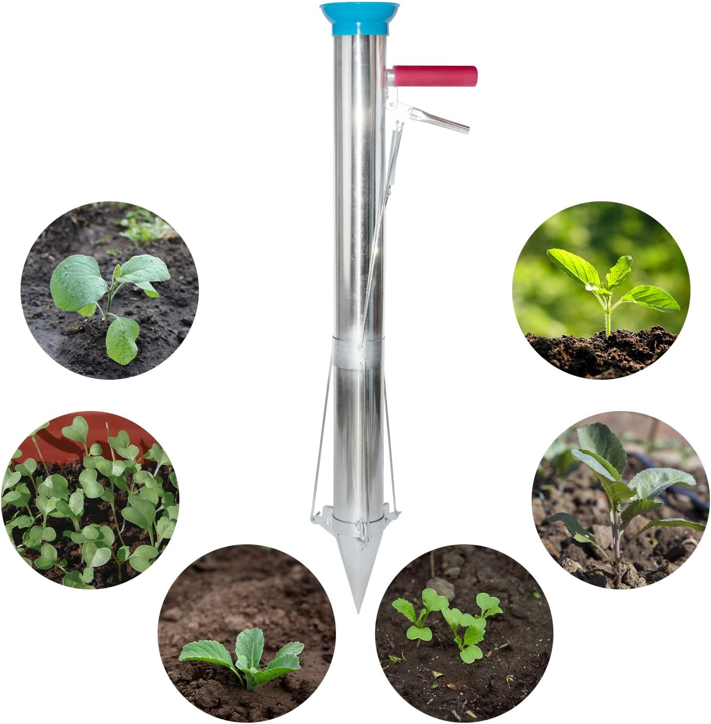 AIWFL Seedling Transplanter Long Handled Bulb Planter Tools Stainless Steel | Vegetable Young Plant Manual Plant