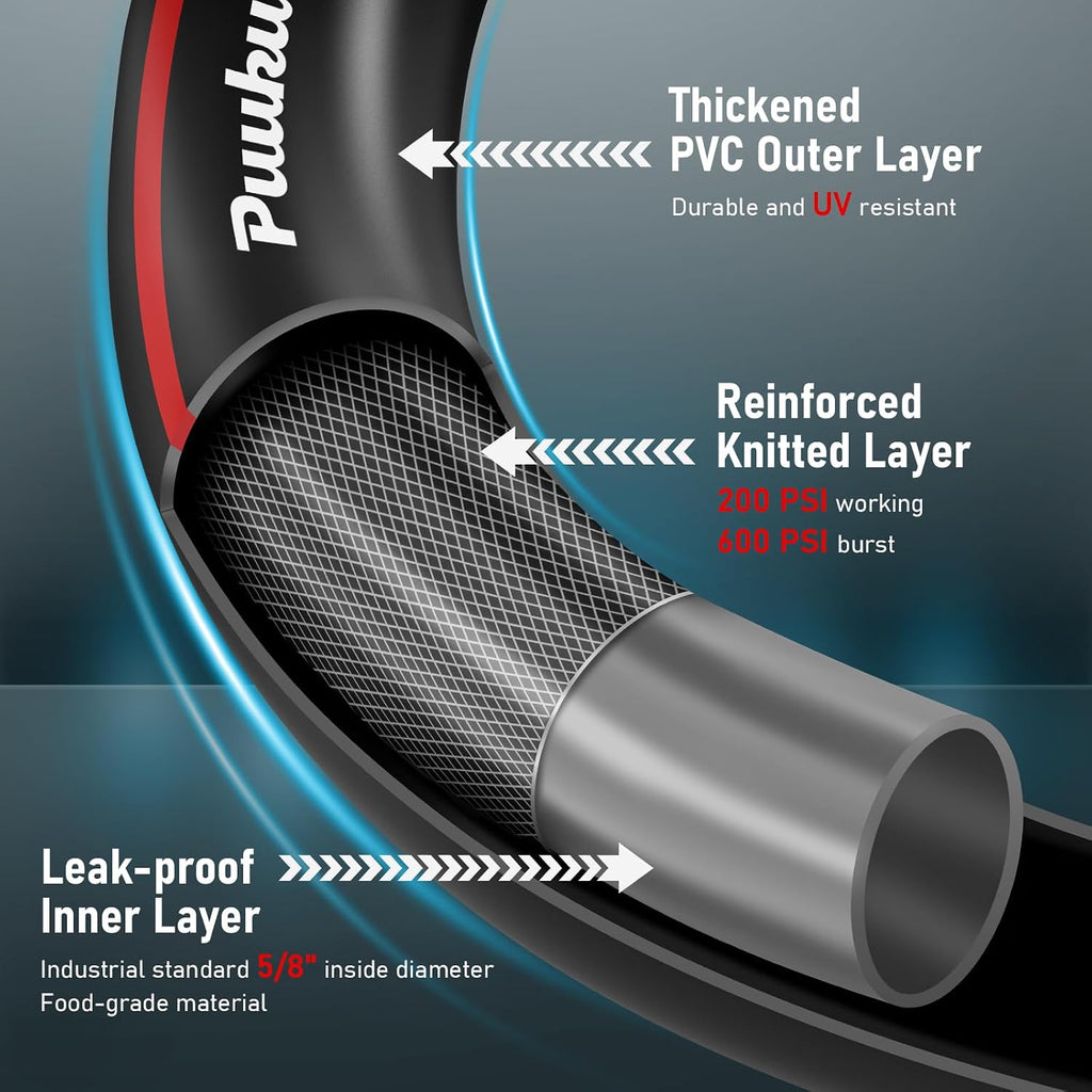 Garden Hose 25ft x 5/8", NON-EXPANDABLE Heavy Duty Premium Flexible Hose | No Kink, Leakproof, Lightweight Hybrid Water