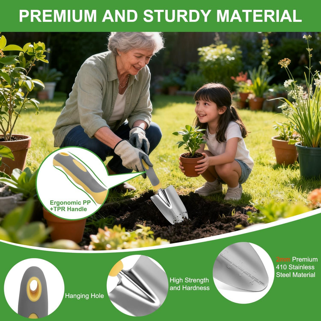 Yesker Gardening Tools 10-Piece Heavy Duty Garden Tool Set Gardening Supplies Gifts for Women Men Gardening Hand Tool