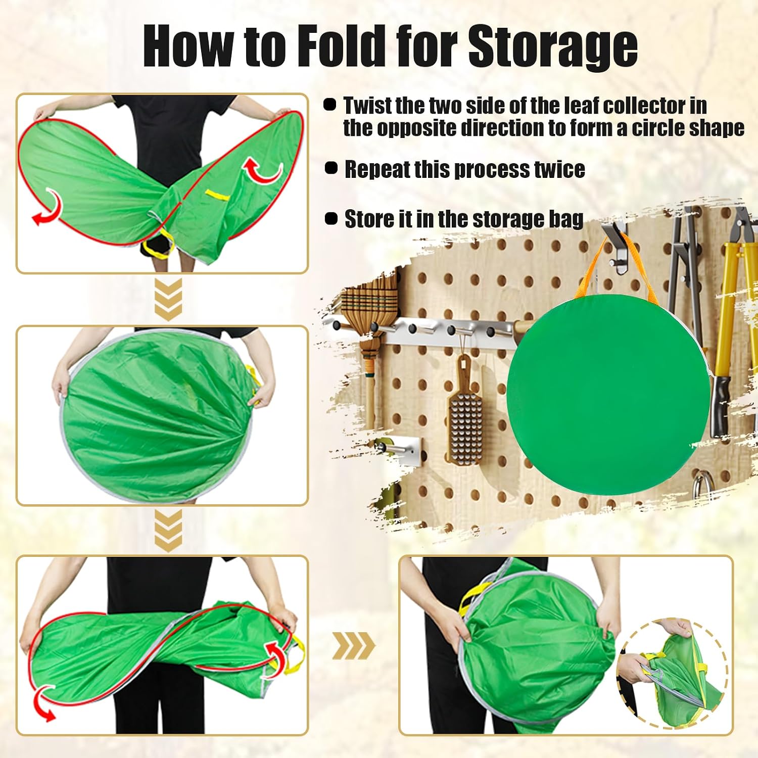 UQM Leaf Collector, Portable Pop Up Leaf Bags, Foldable Leaf Pick Up Tools | Foldable Leaf Pick Up Tools, Reusable Yard