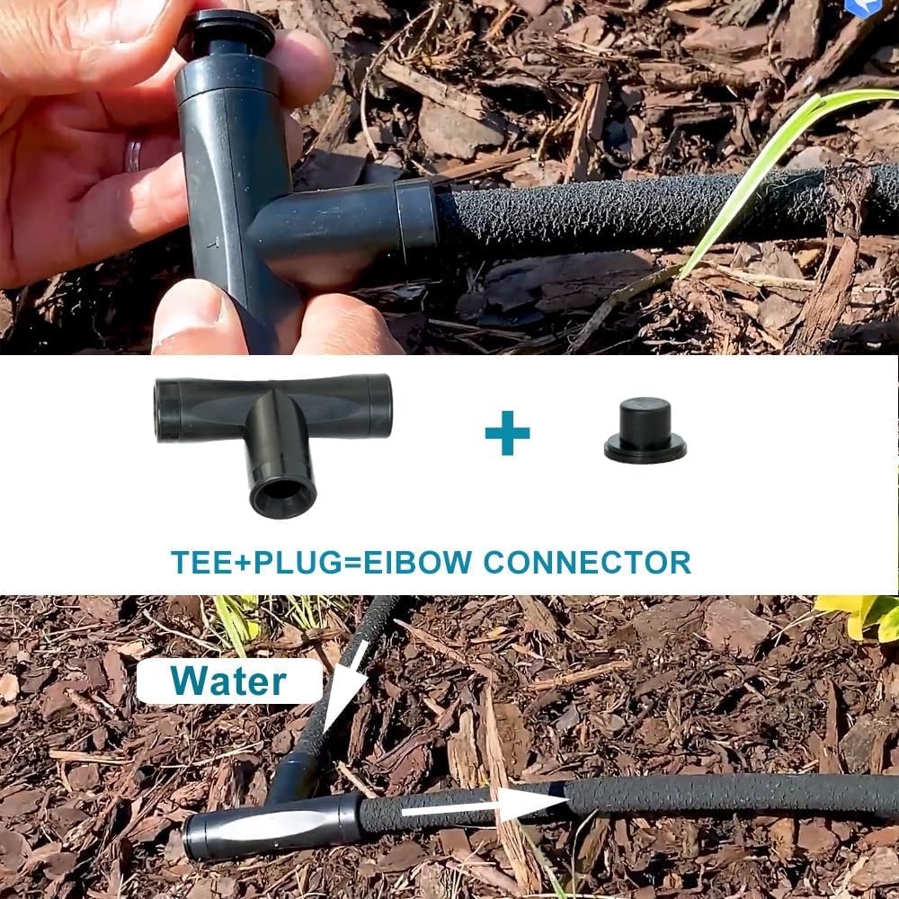 AMRITA 3/8"Soaker Hose Fittings Kit Drip Irrigation Connectors Set 24Pack | Drip System Parts for Garden Lawn