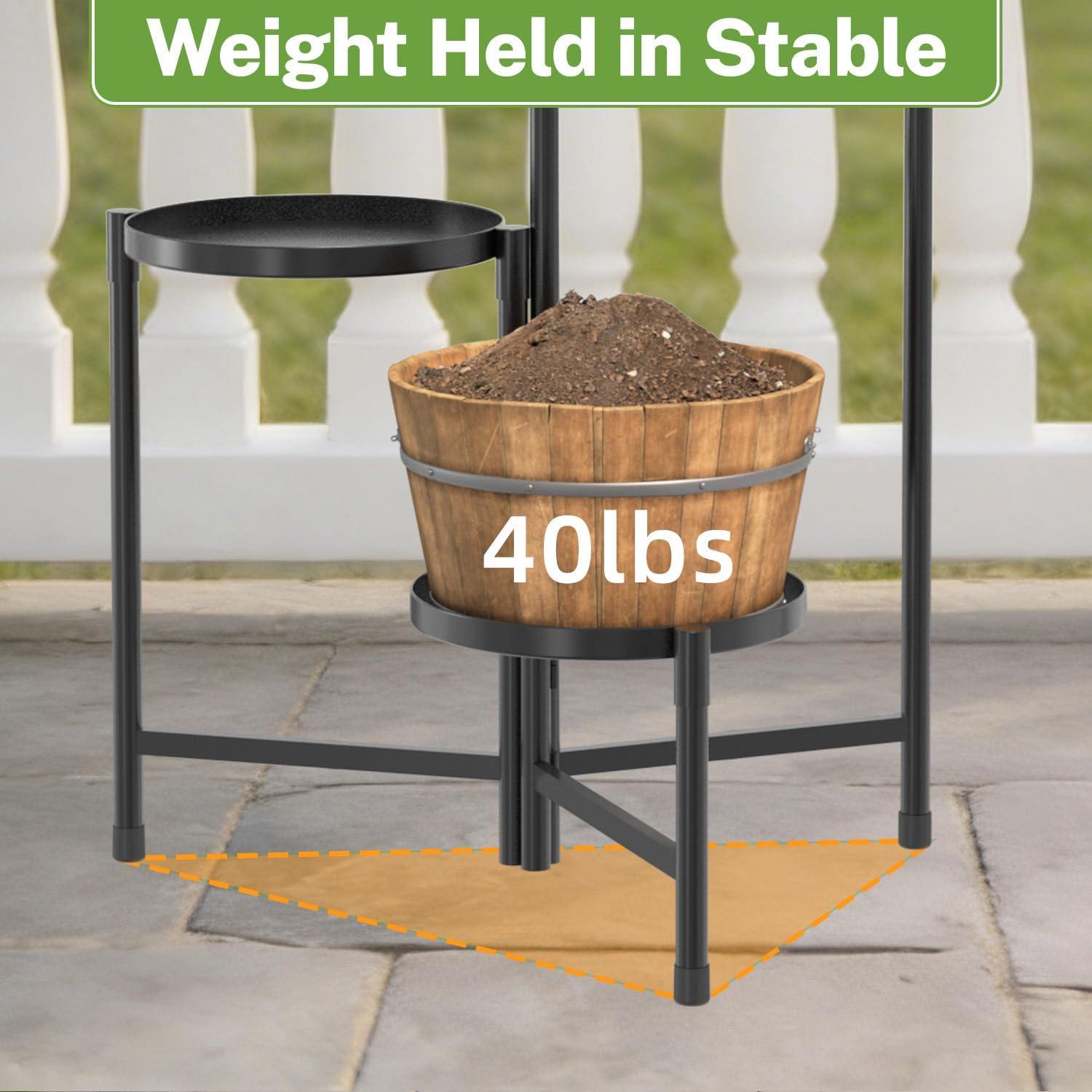 iDavosic.ly 3 Tier Large Plant Stand Indoor Outdoor, 10 In Wide Tray, Black | Tiered Metal Corner Heavy Duty Multiple
