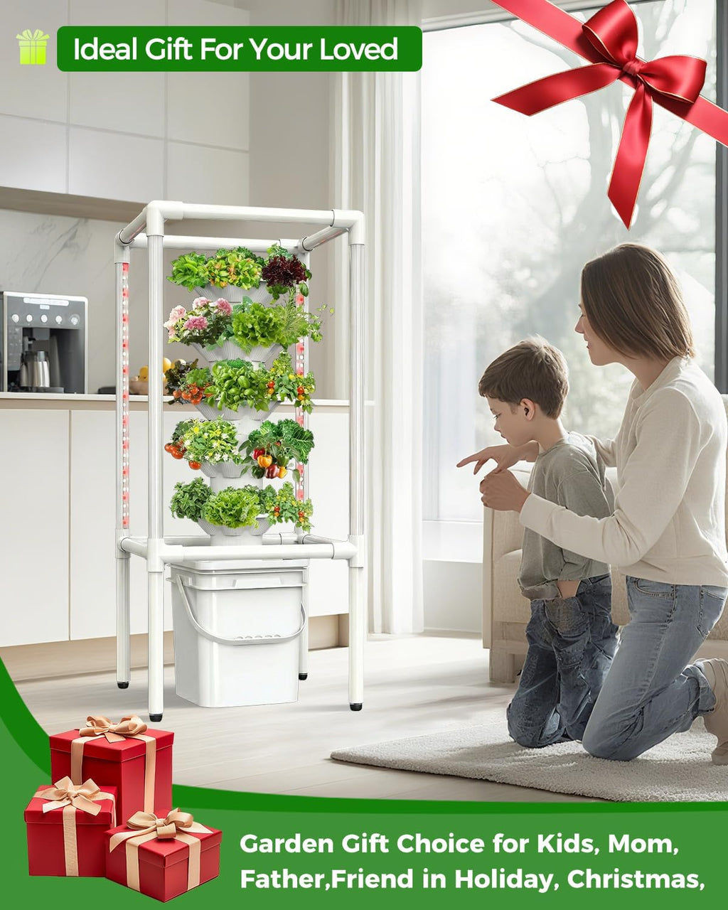 SJZX Hydroponics Growing System, Hydroponic Tower with Full-Spectrum Grow Lights, 5/14Tiers Indoor Outdoor Garden