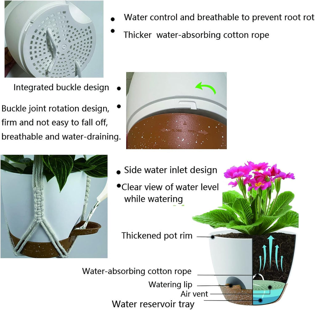 Hanging Planters with Macrame Plant Hangers for Indoor Outdoor Plants, 3 Set Hanging Baskets Flower Pots Holders