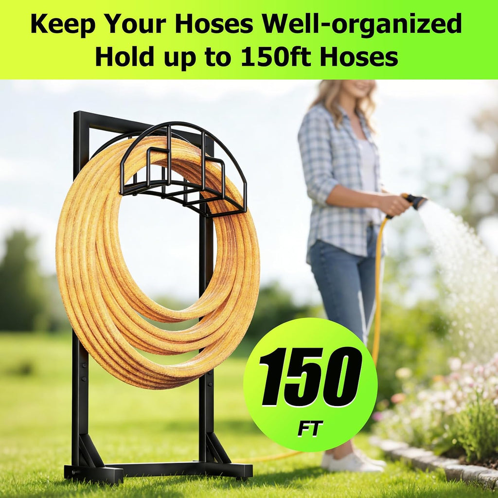 Garden Water Hose Holder for Outside | Detachable, Heavy Duty, Freestanding Hanger Stand, Hold Up to 150FT, Metal stand