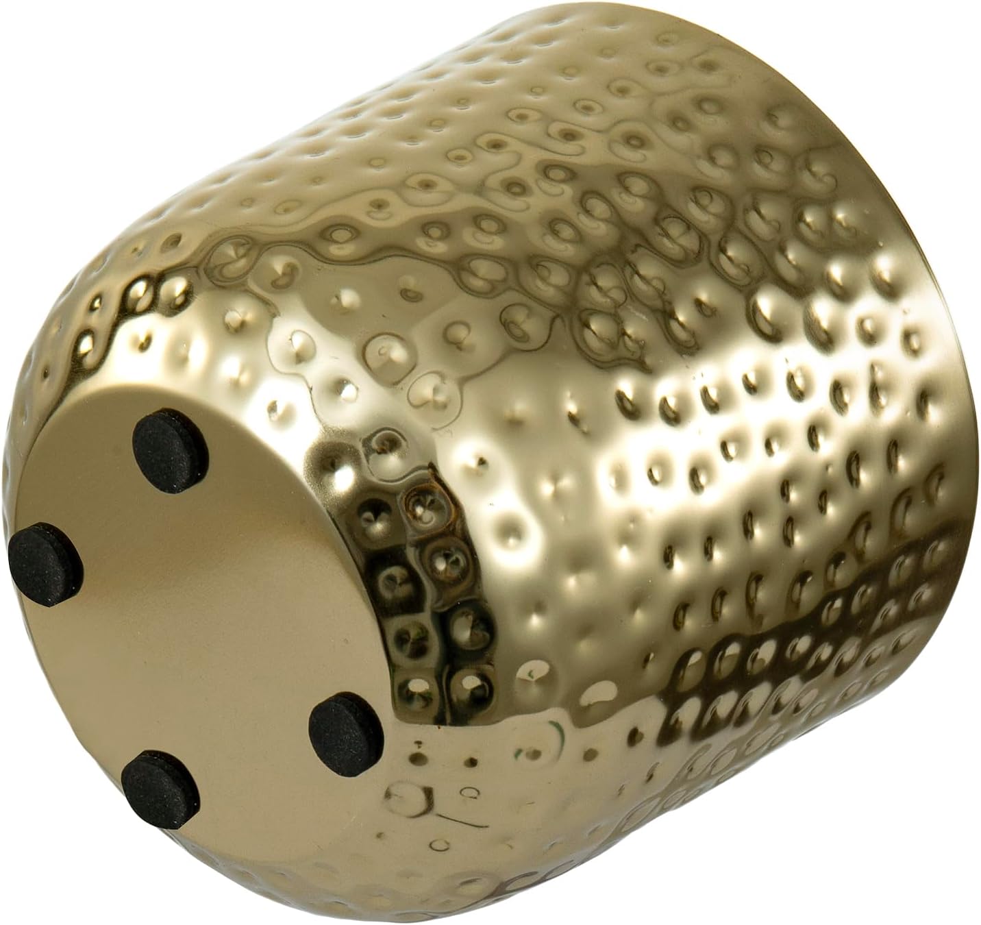 MyGift 6-Inch Shiny Brass Tone Metal Plant Pot with Hammered Texture, Cylindrical Indoor Succulent Planter