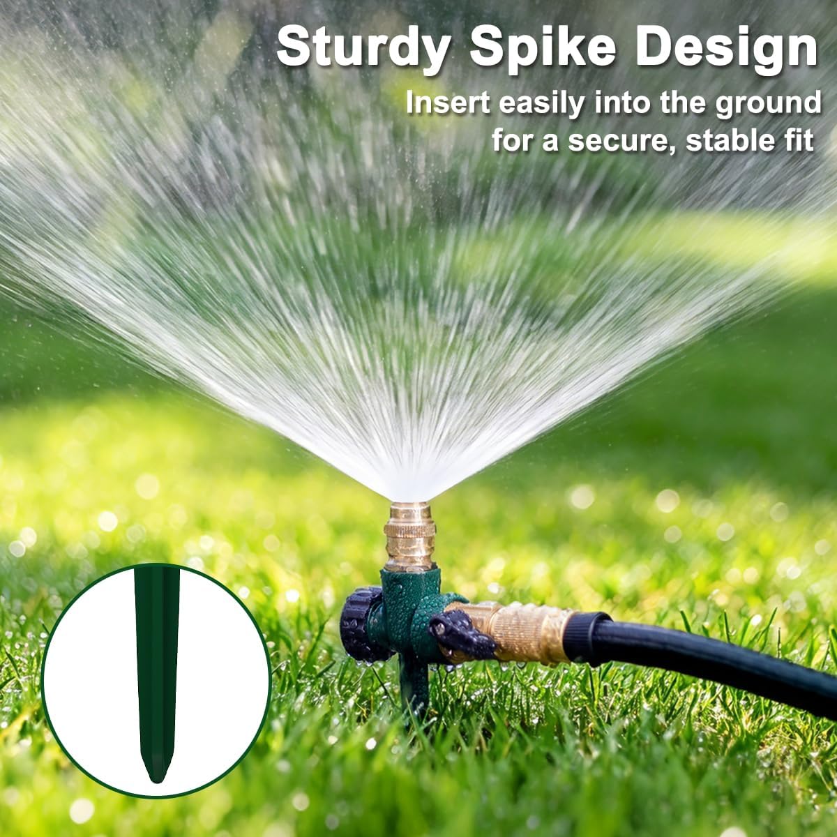 FANHAO 3-Pack Heavy-Duty Metal Lawn Sprinkler for Yard, 360° Adjustable Garden Water Sprinkler with Spike Base, Large