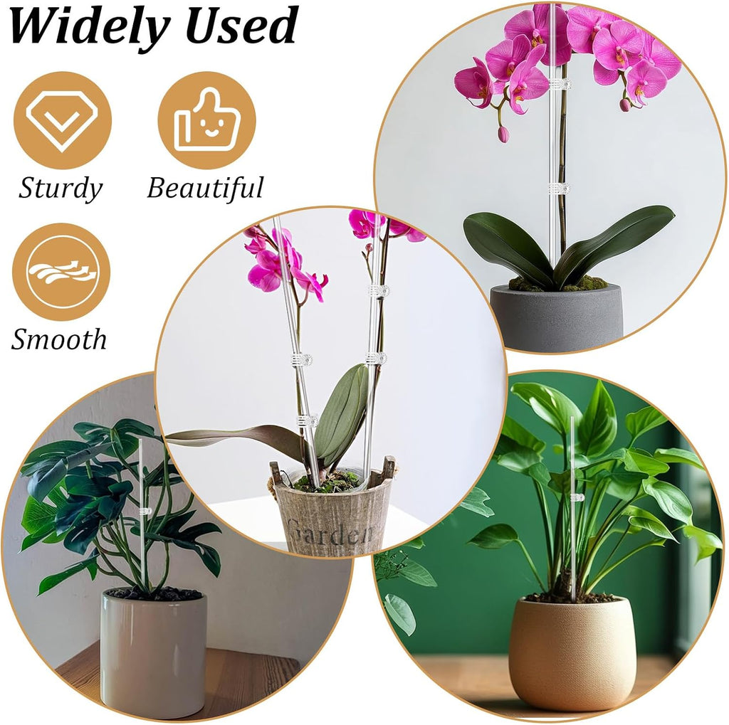 60 Pcs Clear Acrylic Plant Support Stakes with 60 Clips 15.8 & 11 Inch Reusable Plant Holder Stick Garden Stakes for