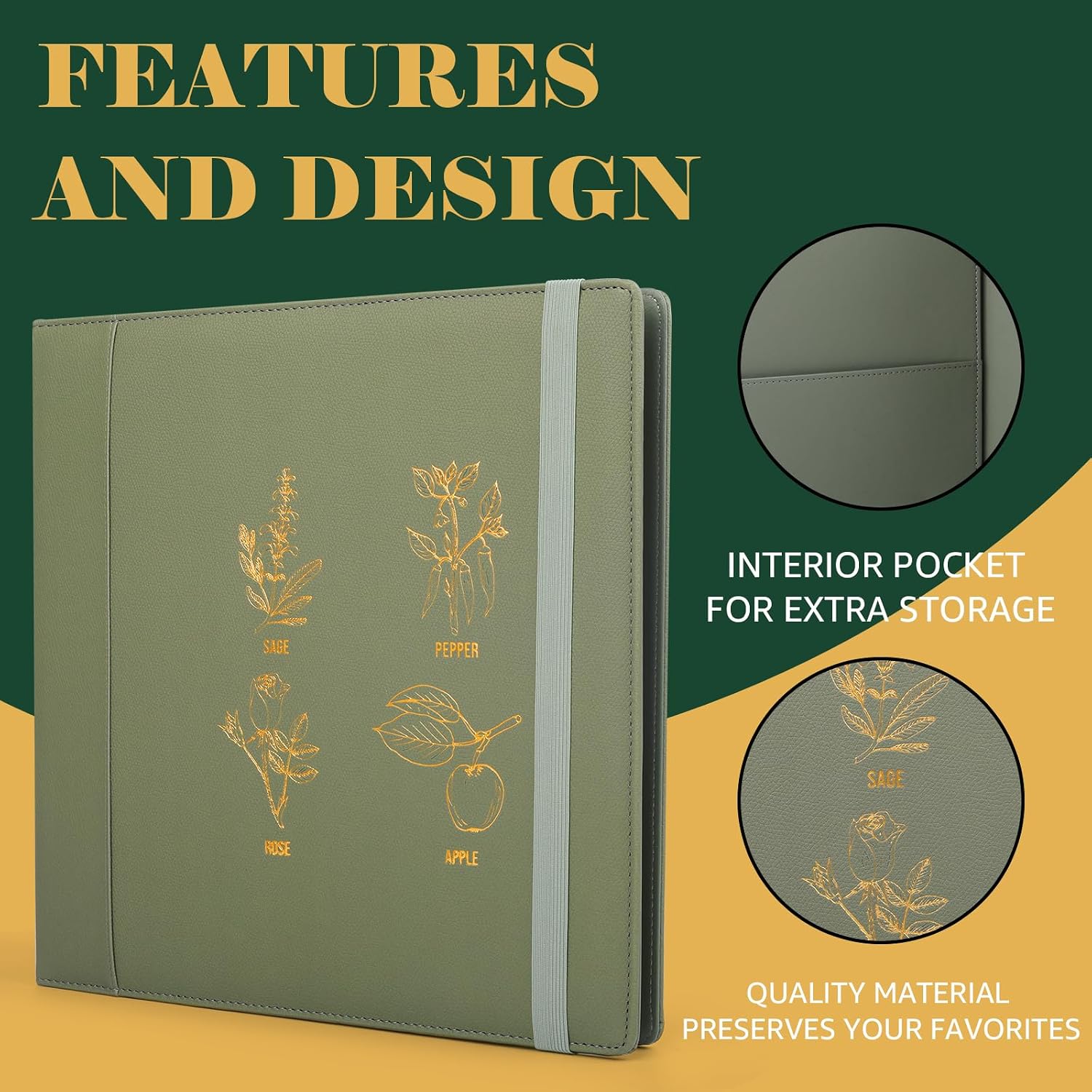 Seed Storage Organizer, Binder with 50 Pack Sleeves, Gift for Garden Lover | Large Capacity Stores 200 Seed Envelops