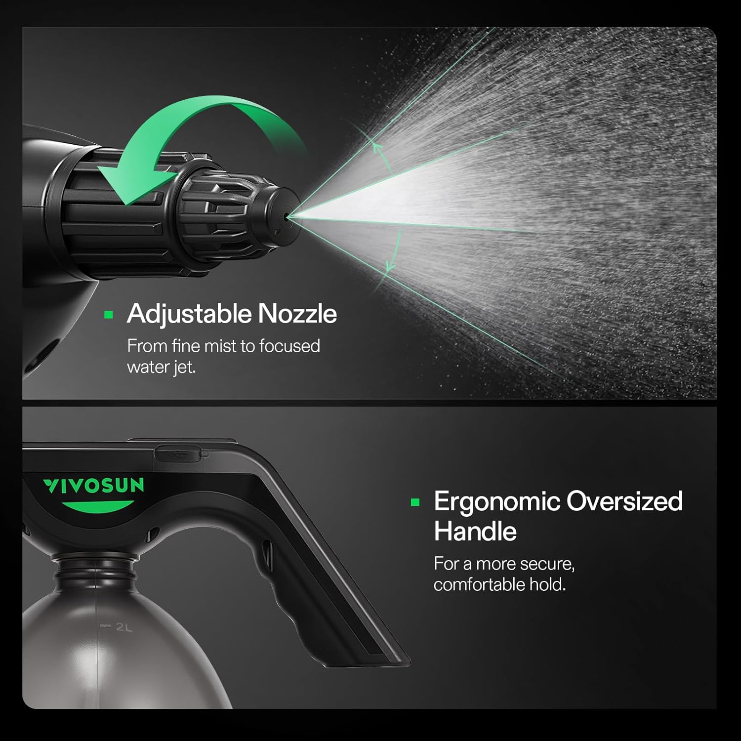 VIVOSUN 70oz Battery Powered Sprayer, Electric Spray Bottle | USB Rechargeable, Automatic Water Pump Plant Mister with