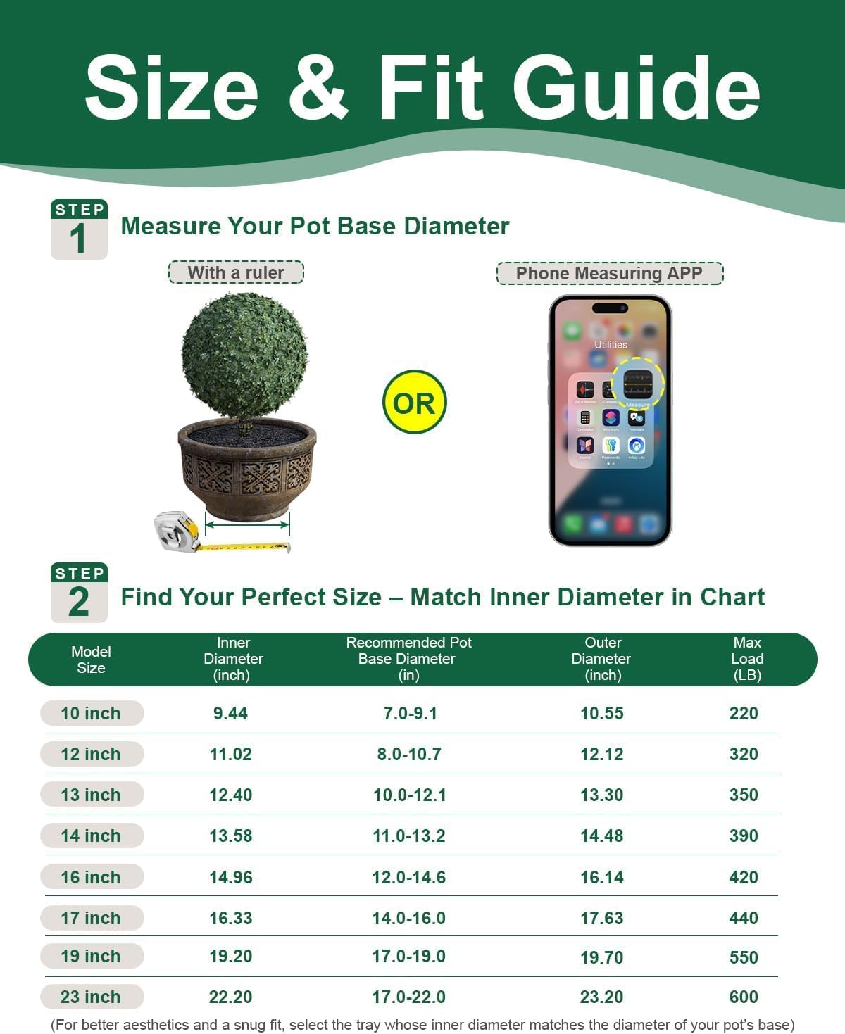 Plant Caddy With Wheels 13" Metal Plant Saucers for Indoors 350 Lb Capacity | Rolling Plant Stand, 360° Locking Casters
