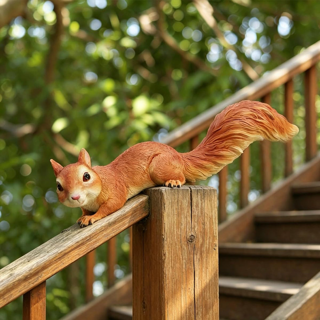 Squirrel Garden Statue Outdoor Decor, 13.8''(L)Resin Squirrel Figurine | Resin Squirrels Sculpture Decoration for Yard