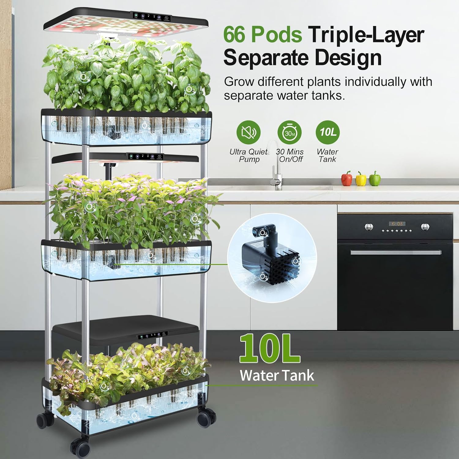 Hydroponics Growing System Indoor Garden - DRYADES Herbs Garden Kit Indoor with LED Grow Light Grow Anything Plants