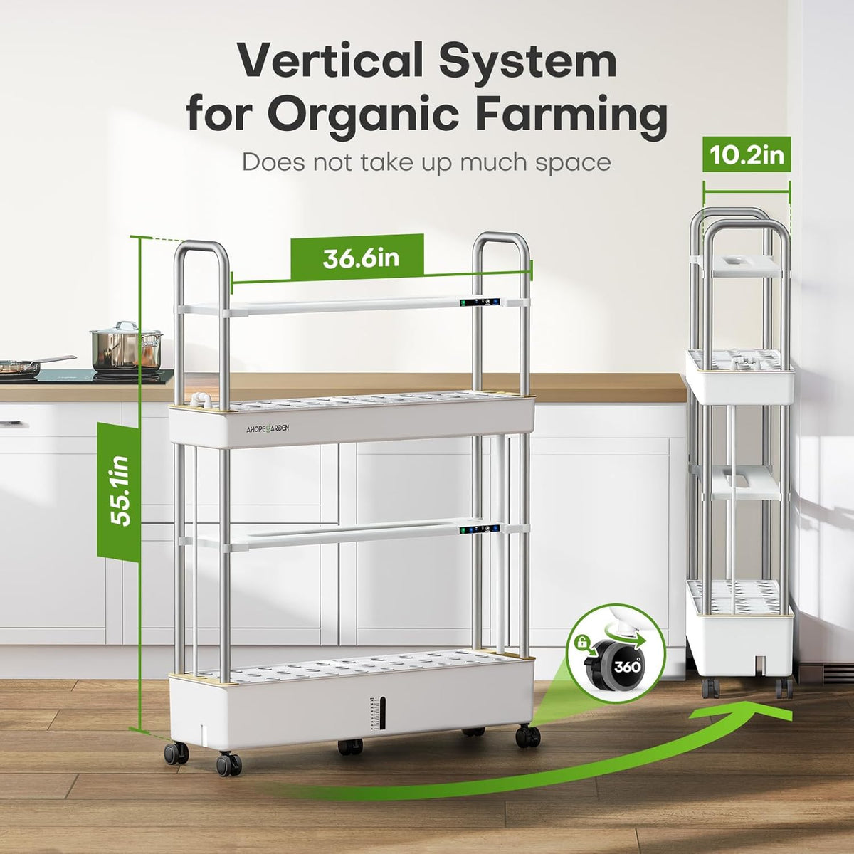 Ahopegarden Indoor Garden Hydroponics Growing System Kit: 60 Pods Indoor Herb Garden with LED Grow Light - Plant