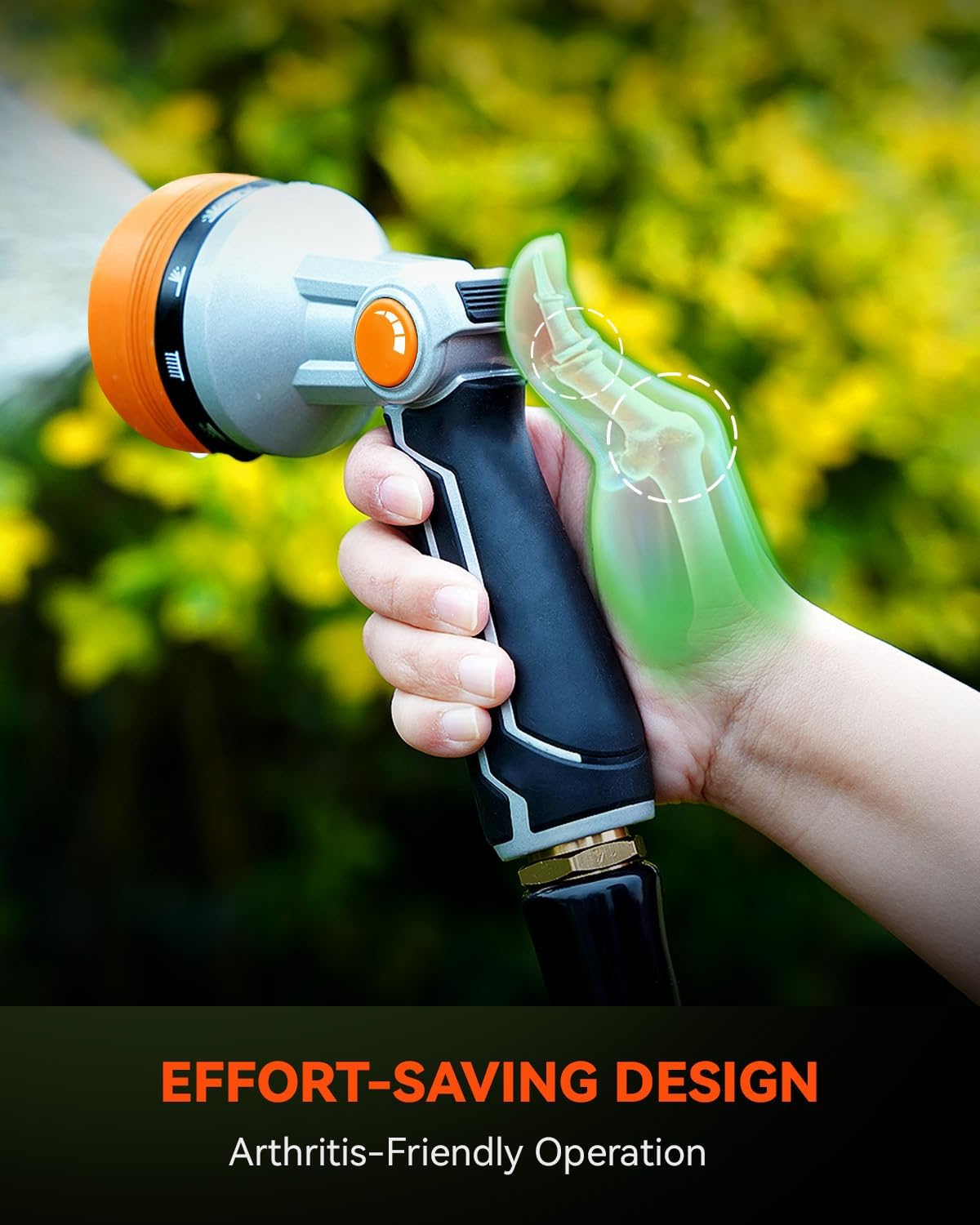 RAINPOINT Full-Metal Garden Hose Nozzle, Heavy Duty Water Hose Nozzle Sprayer With 10 Adjustable Patterns & High