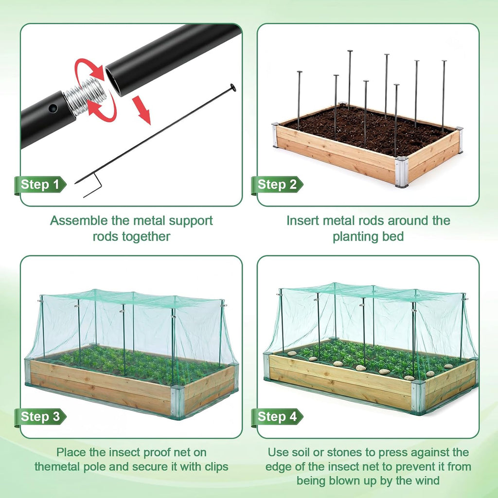 Metal Garden Netting Kit, 16.4 x 9.84 ft,Green