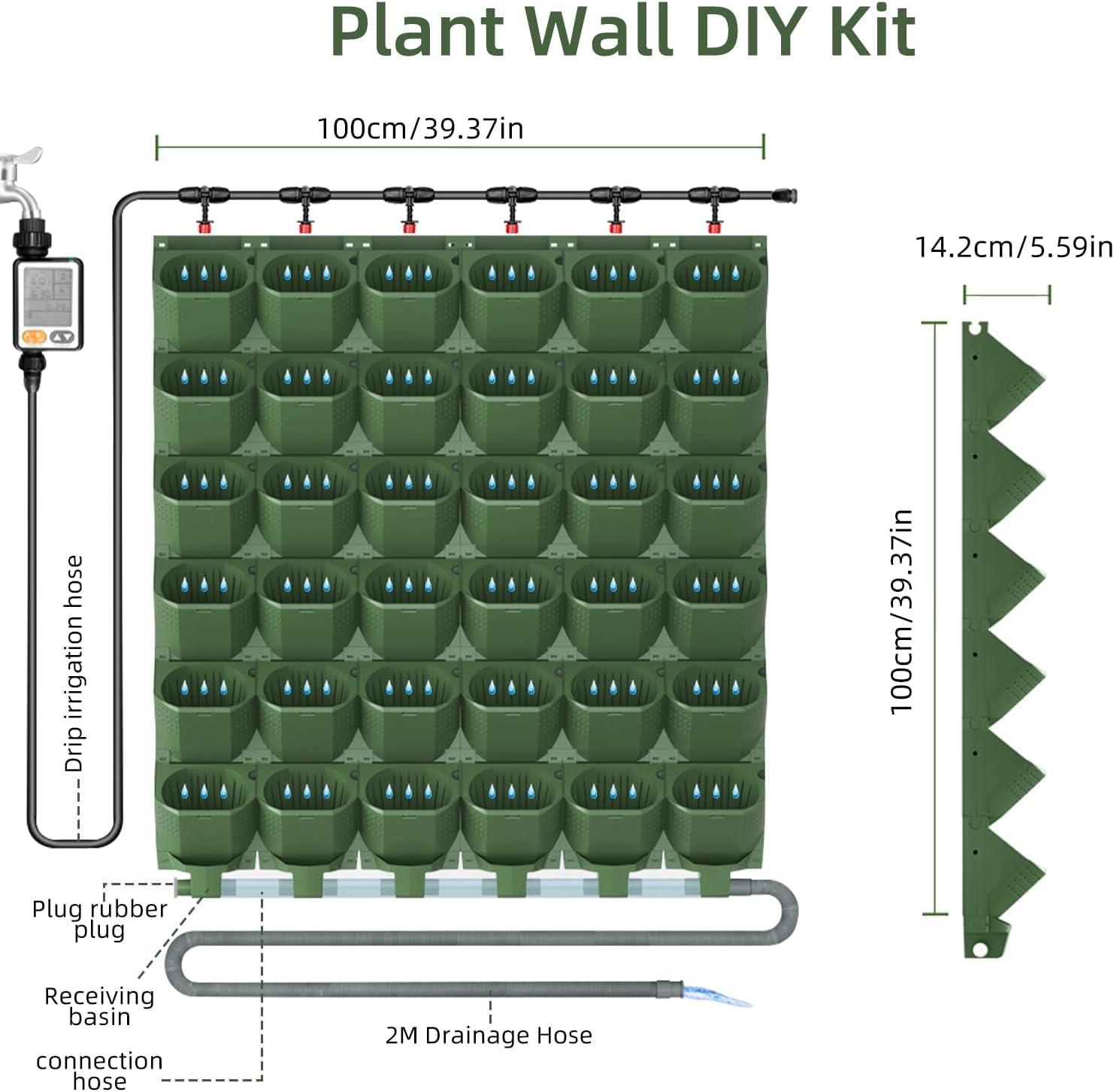 36 Pockets Self Watering Wall Mounted Vertical Planter, Wall Planter Indoor Vertical Living Green Plant Wall Easy