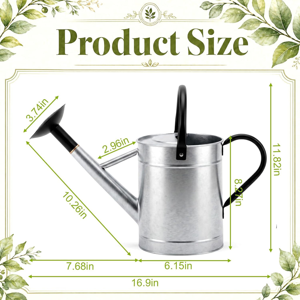 4 Pcs 1 Gallon Metal Watering Can for Indoor Outdoor Plants, Galvanized Garden Water Can with Long Spout and Dual