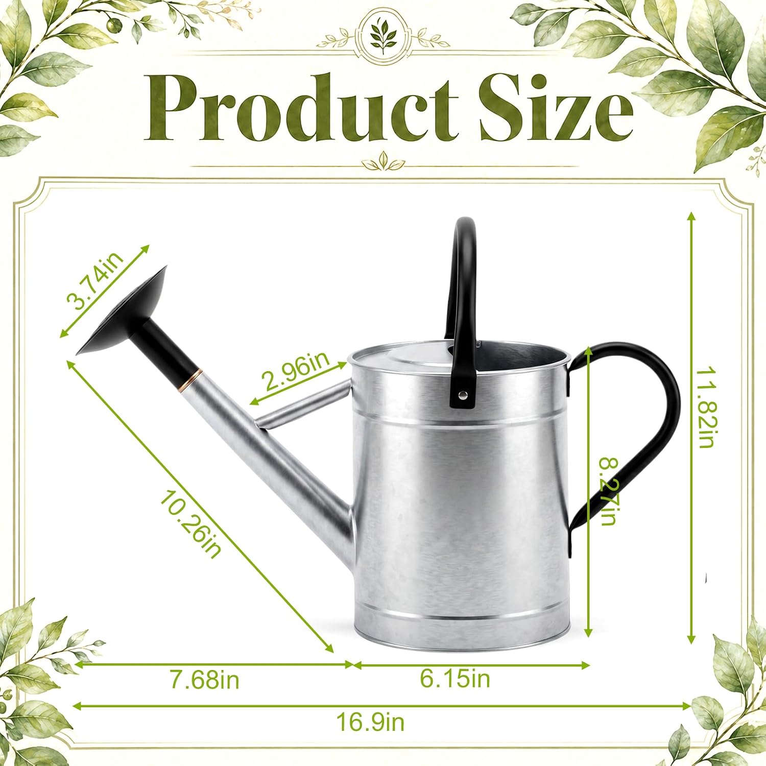 4 Pcs 1 Gallon Metal Watering Can for Indoor Outdoor Plants, Galvanized Garden Water Can with Long Spout and Dual