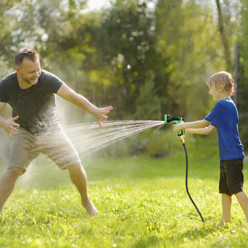 Garden Hose 25 FT,Non-Expanding,10 Functional Nozzles,Garden Hose Anti-Kink | Heavy Duty Flexible Water Hose 25