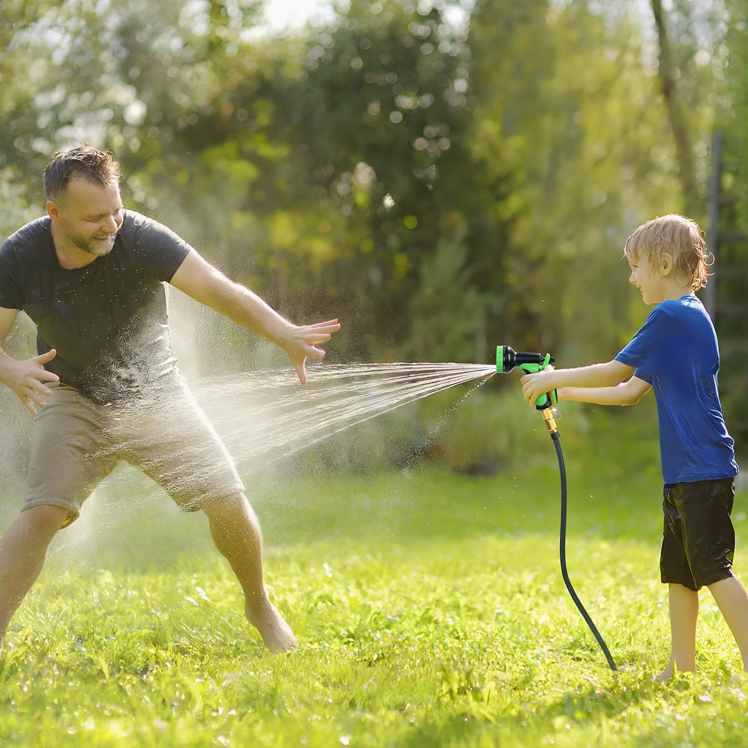 Garden Hose 25 FT,Non-Expanding,10 Functional Nozzles,Garden Hose Anti-Kink | Heavy Duty Flexible Water Hose 25