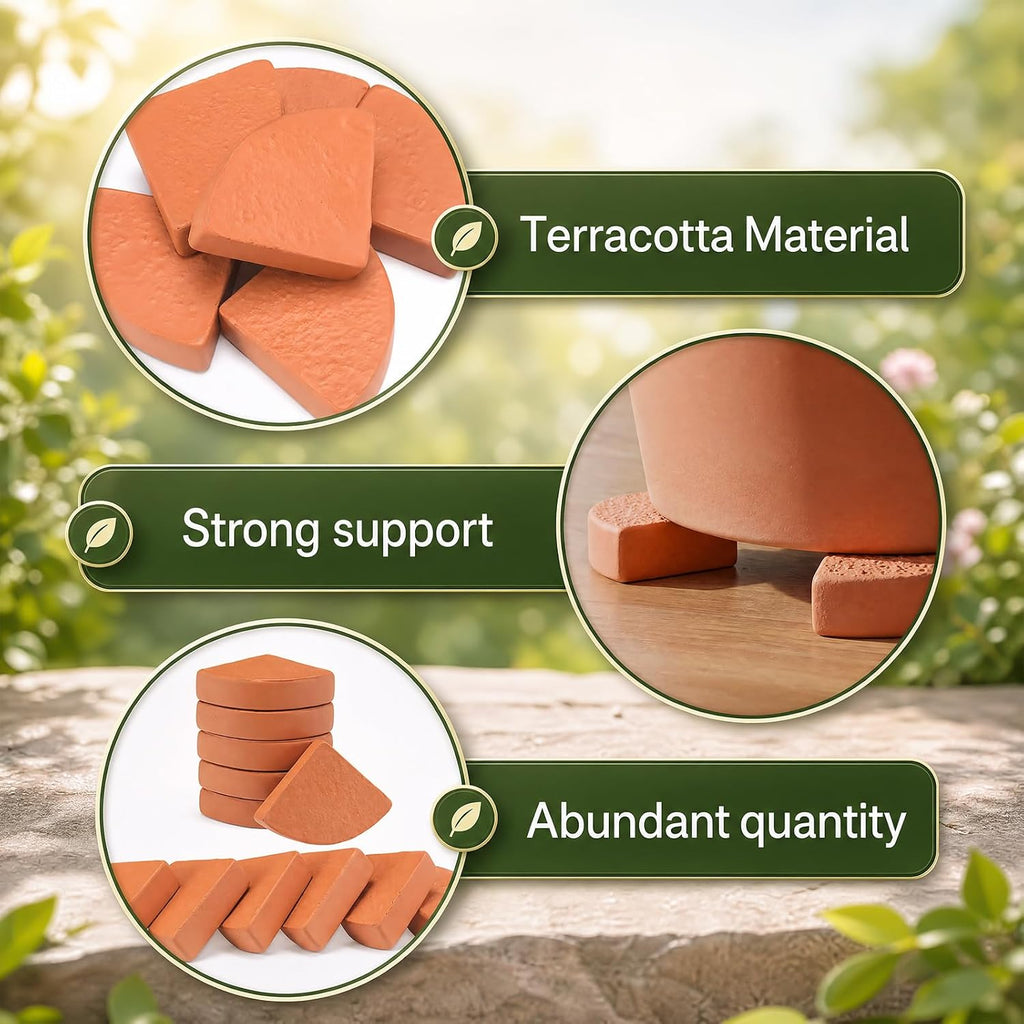 LemonRoad 12 Set Terra Cotta Cement Pot Feet for Outdoor Planters, Sector | 2.75x2.75x1.2 Inch, Plant Pot Risers for