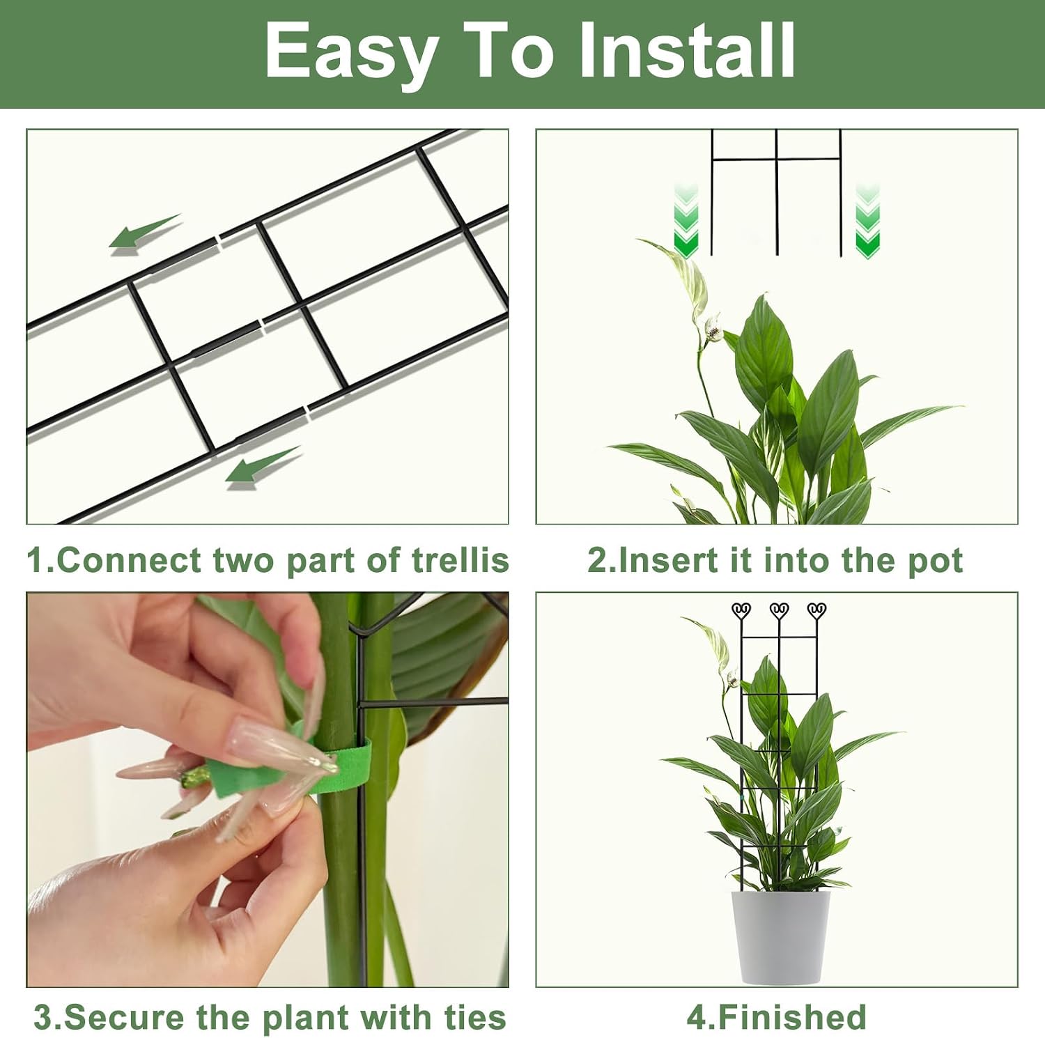 32in Large Indoor Plant Trellis for Climbing Plants, Expandable Metal Garden Trellis for Potted Plants, Tall Plant