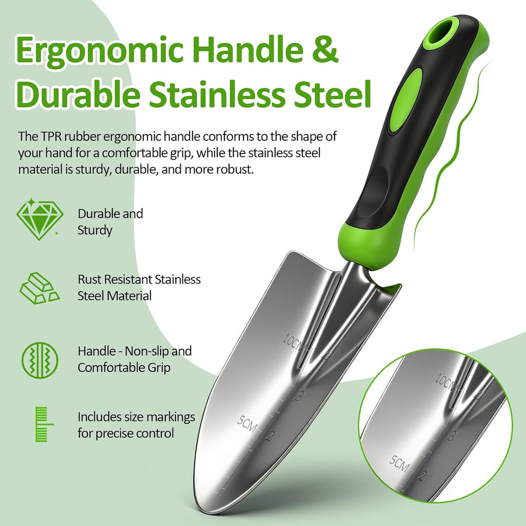 Gardening Tools Set with Floral Bag,Heavy Duty Stainless Steel Gardening Hand Tool with Rubber Non-Slip