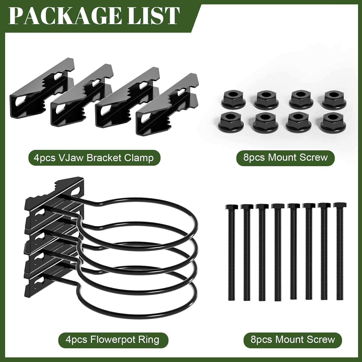 6" Clamp-On Flower Pot Ring, 4 Pack Heavy Duty Deck Flowerpot Holder Ring Metal Planter Hanger Hanging Plant Holder
