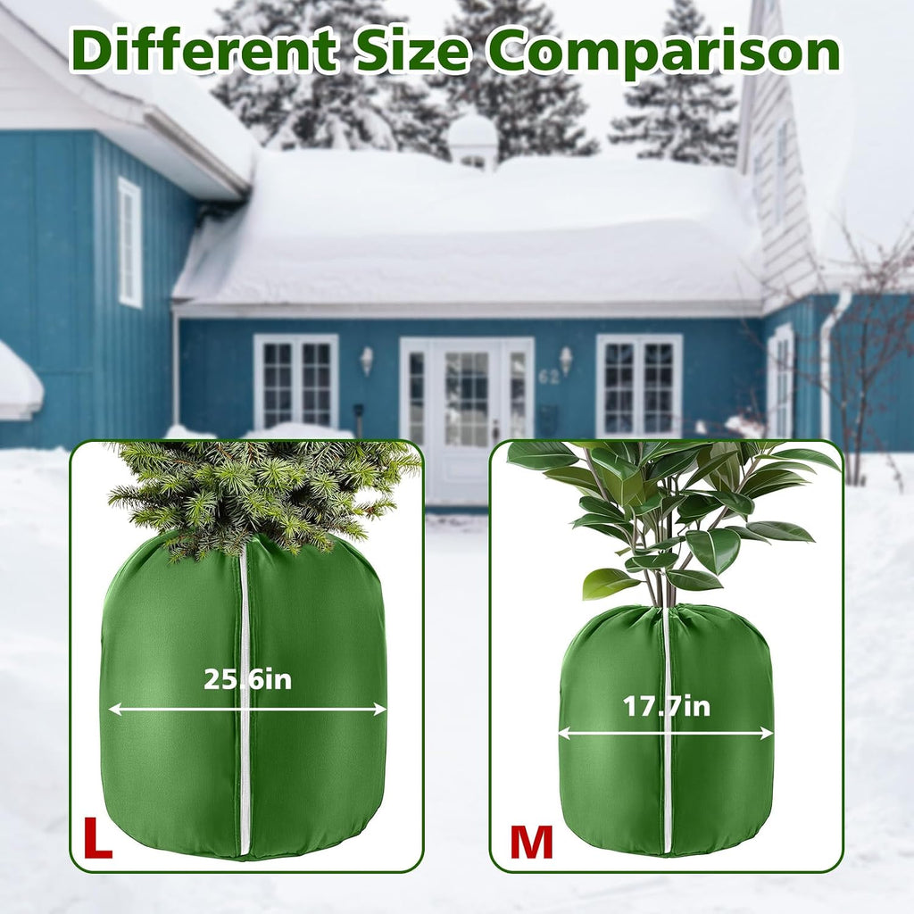 2 Pcs Large Plant Pot Covers for Winter Potted Plant Freeze Protection Cover Frost Jacket with Zipper Drawstring to