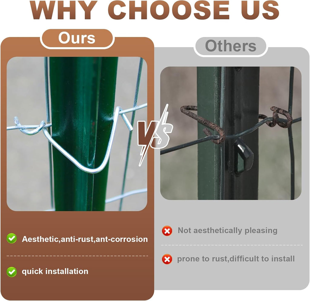 300pcs T-Post Clips Fence Wire Clips Galvanized Steel Fence Clips | Time-Saving Convenient Pre-Cut Wire Ties (300)