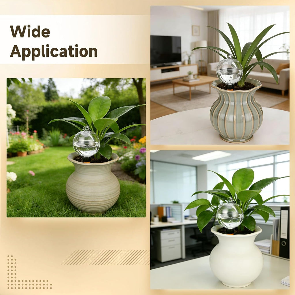 4 PCS Large Plant Self-Watering Globes, 16.9 oz Slow Release Watering Bulb with Ceramic Spike Stake, Top Fill Plastic