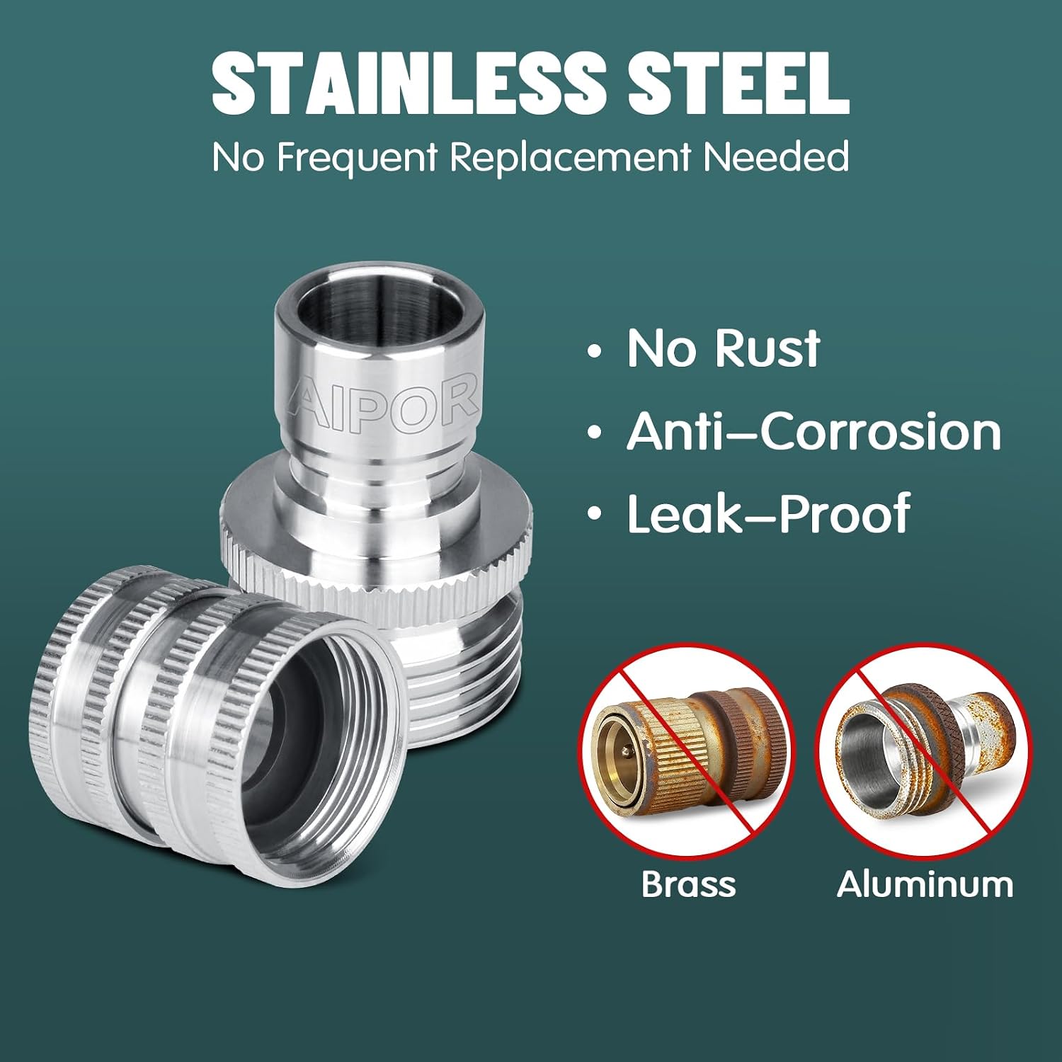 3 Pack Upgraded Version Quick Connect Hose Fittings, Stainless Steel Garden Hose Quick Connector, Universal Fit 3/4