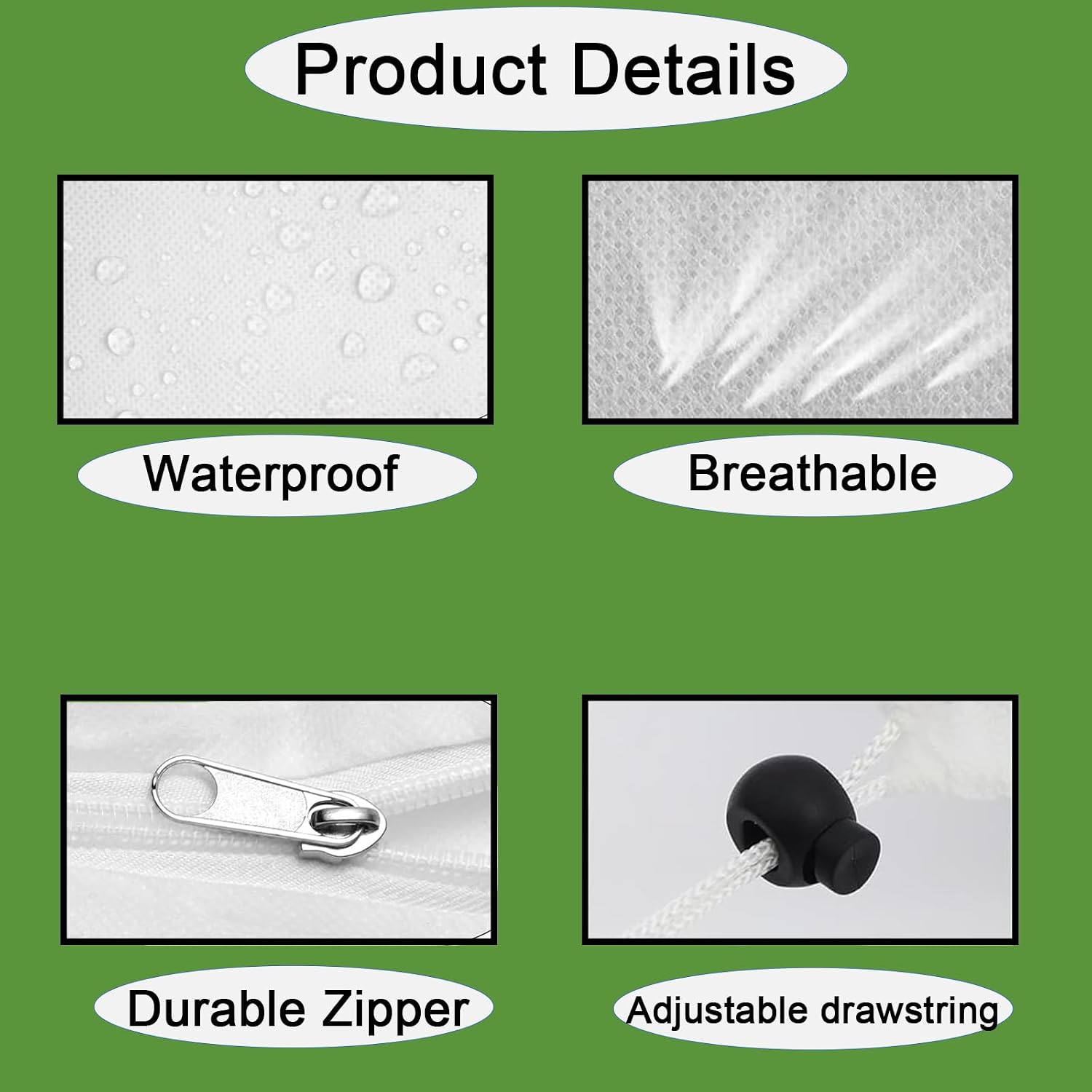 CMINGJ Plant Frost Protection Covers with Viewing Window, 39.37" x 39.37", 2.06oz/yd², Reusable Drawstring Tree Cover