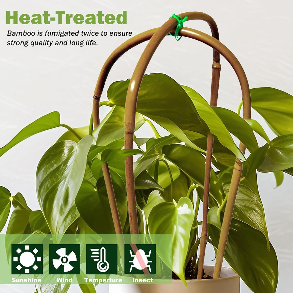 Jollybower Natural U-Hoops Bamboo Plants Trellis 4Ft, Garden Trellis U-Shape for Climbing Plants, Garden Arch Support