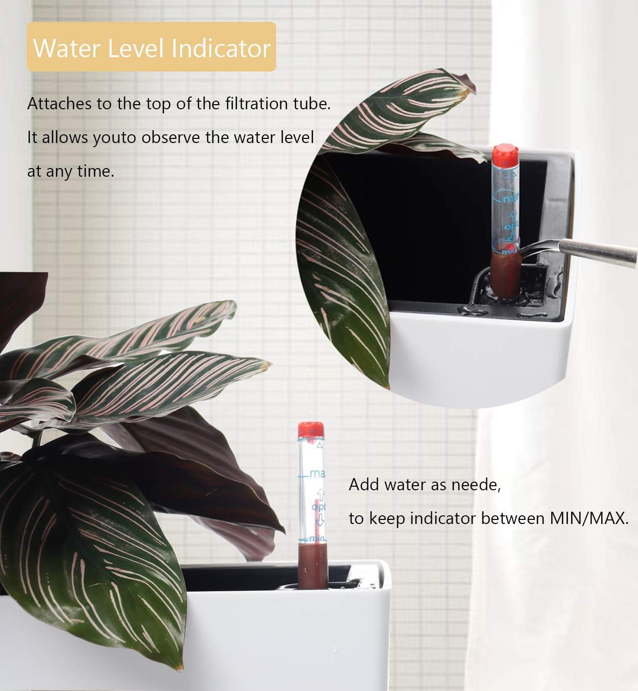 SAROSORA 14" Self Watering Planter Pots with Water Level Indicator, Rectangle Matte Plastic Window Box for Indoor