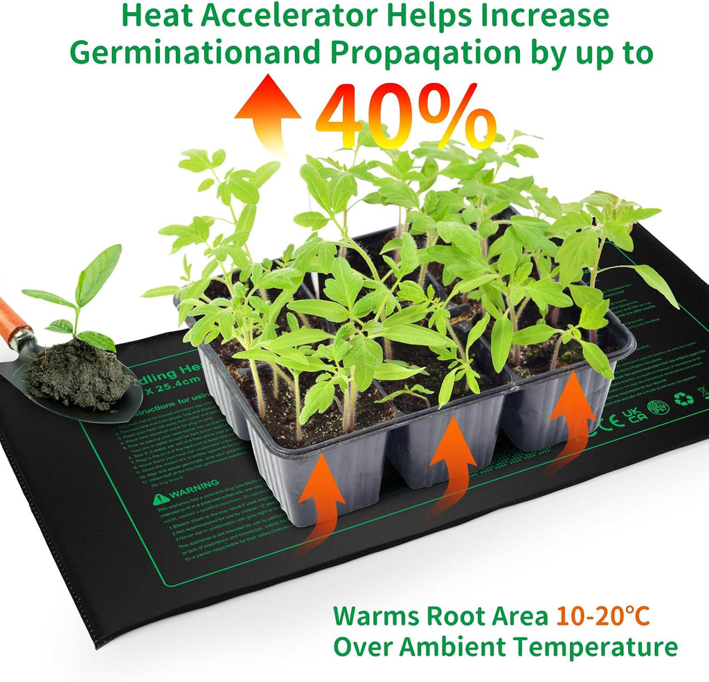 NAMOTEK Seedling Heat Mat, 10" x 20.75" Waterproof Plant Heating Mat, Warm Hydroponic Heating Pad for Indoor Home