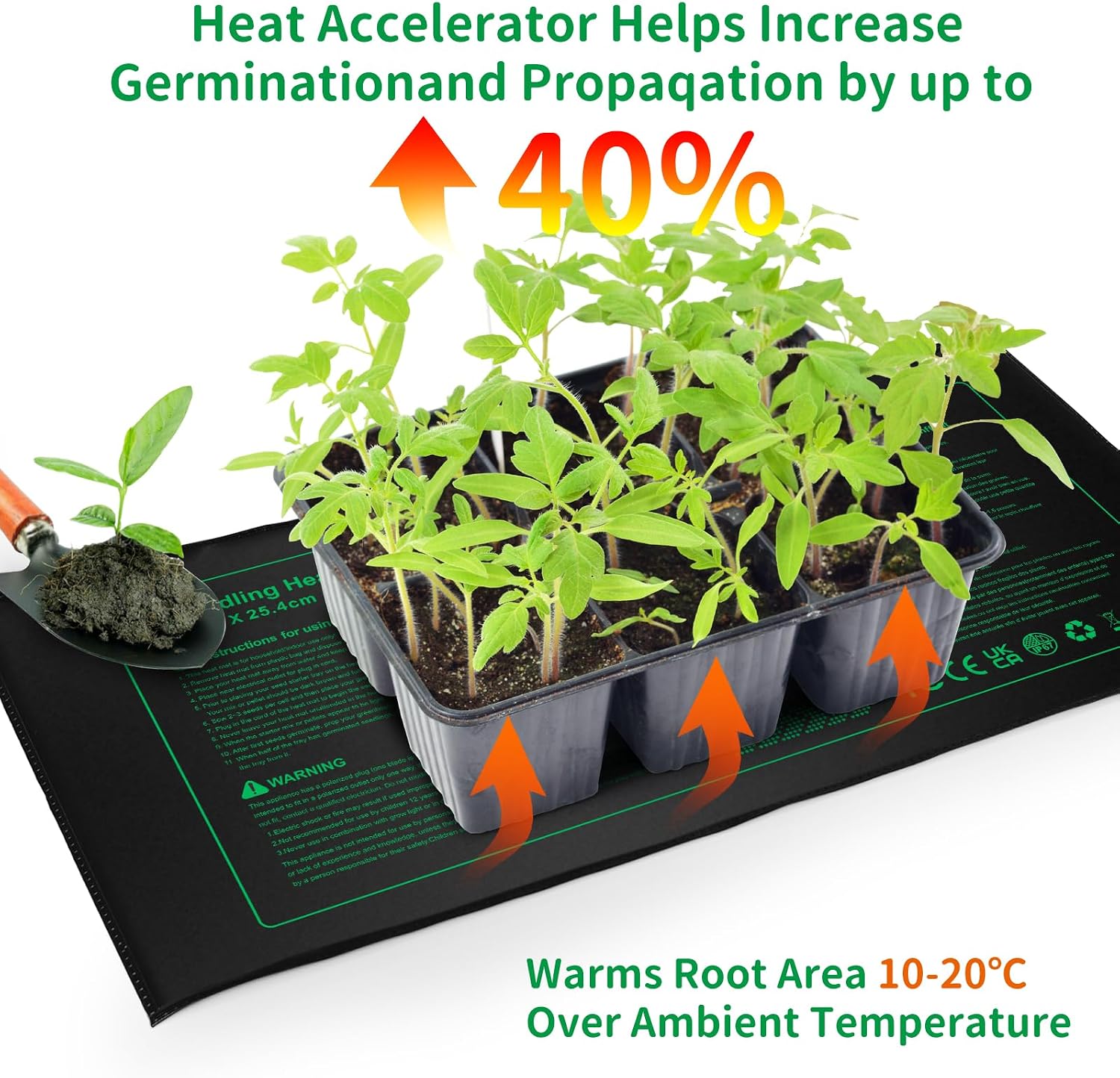 NAMOTEK Seedling Heat Mat, 10" x 20.75" Waterproof Plant Heating Mat, Warm Hydroponic Heating Pad for Indoor Home