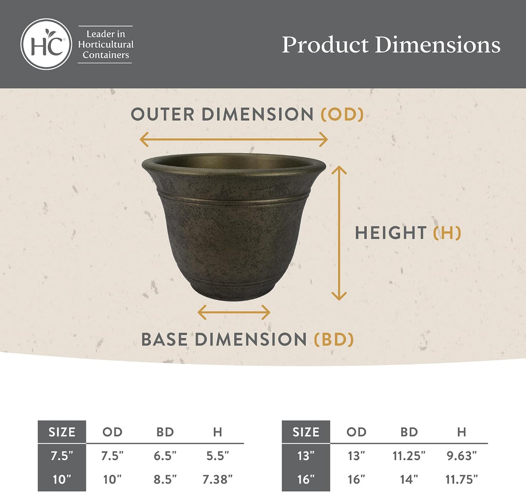 The HC Companies Sierra Round Self-Watering Pot - Lightweight Plastic Planter for Herbs & More - Durable Plant Pots for