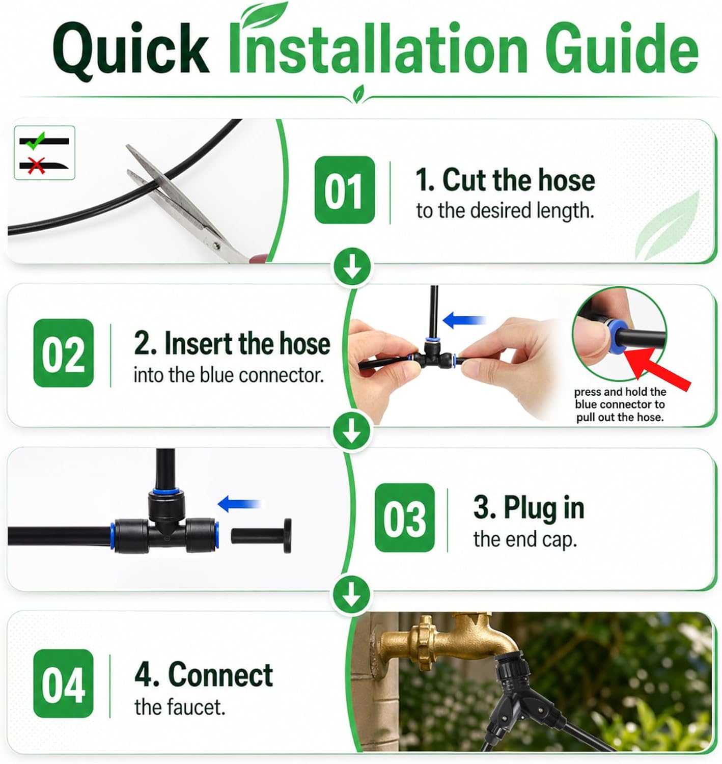 240FT Drip Irrigation System with Adjustable Nozzles | 1/4-Inch Tubing, Flexible Garden Layouts, Adjustable Spray and