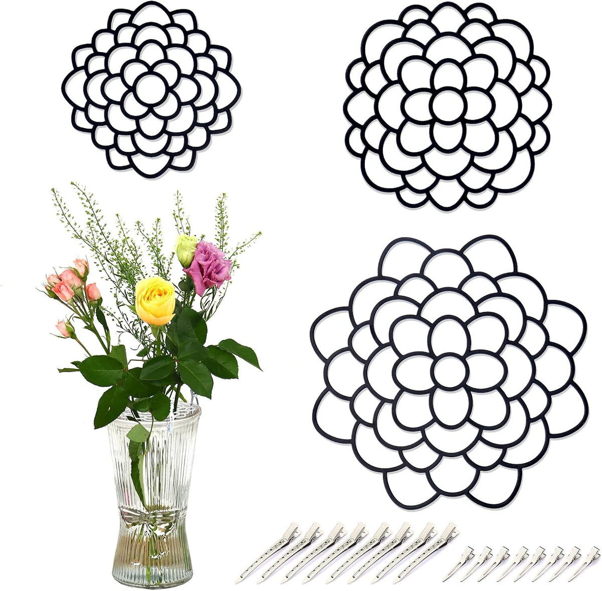3pcs Flower Frog Metal Vase Buddy Modern Flower Arrangement Holder